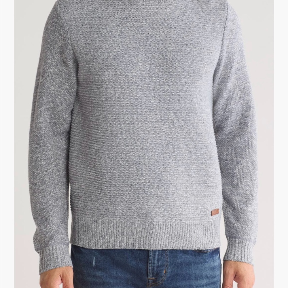 Buffalo Jeans Gray Crewneck Sweater with Ribbed Details